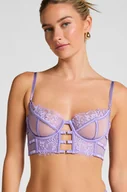 Biustonosze - Hunkemöller Nieusztywniany długi biustonosz z fiszbinami Nienke Fioletowy - miniaturka - grafika 1