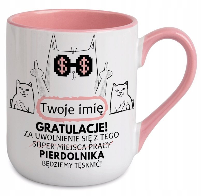 KUBEK ZDRAJCO ZDRAJCA POŻEGNANIE ODEJŚCIE Z PRACY KOLEŻANKI Z IMIENIEM IMIĘ