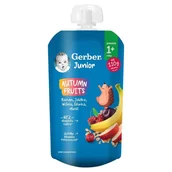 Przekąski dla dzieci - Gerber Junior Autumn Fruits Deserek banan jabłko wiśnia śliwka musli powyżej 1+ roku 110 g - miniaturka - grafika 1