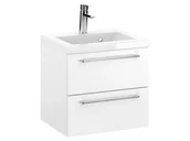 Szafki łazienkowe - Szafka Wisząca Z Umywalką RON 50 cm - Biały Mat - Uchwyty Chromowane - miniaturka - grafika 1