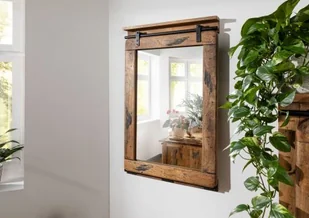 RAILWAY Lustro #163 Mango woskowane + metal 60x8x100 cm - Lustra - miniaturka - grafika 1