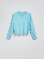 Swetry damskie - Reserved - Rozpinany kardigan z wiskozą - turkusowy - miniaturka - grafika 1