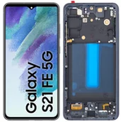 Części serwisowe do telefonów - WYŚWIETLACZ LCD DO SAMSUNG GALAXY S21 FE 5G OLED RAMKA CZARNA SM-G990B - miniaturka - grafika 1