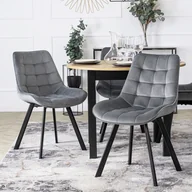 Krzesła - Zestaw 4x Krzesło Tapicerowane do Salonu RICK Szare Welurowe Nowoczesne Loft - miniaturka - grafika 1