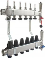 Akcesoria grzewcze - FERRO INOX Rozdzielacz ze stali nierdzewnej  8-drogowy z przepływomierzami, zaworami termostatycznymi - miniaturka - grafika 1