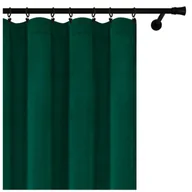 Zasłony - Voppi Zasłona welurowa do sypialni i salonu 140 x 230 cm zielona zasłona na taśmie na żabki agrafki tunel butelkowa zieleń - miniaturka - grafika 1