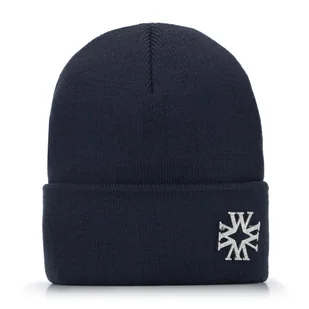 Damska czapka z broszką z literą „W” granatowa - Czapki damskie - miniaturka - grafika 1