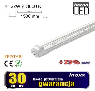 ŚWIETLÓWKA LED 150CM 22W T8 3000K G13 CIEPŁA PRZEZROCZYSTA DWUSTRONNA - Świetlówki - miniaturka - grafika 1
