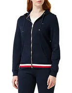 Bluzy damskie - Tommy Hilfiger Damska bluza z kapturem Heritage Zip-Through Regular Fit, Niebieski (Midnight 403), XS - miniaturka - grafika 1