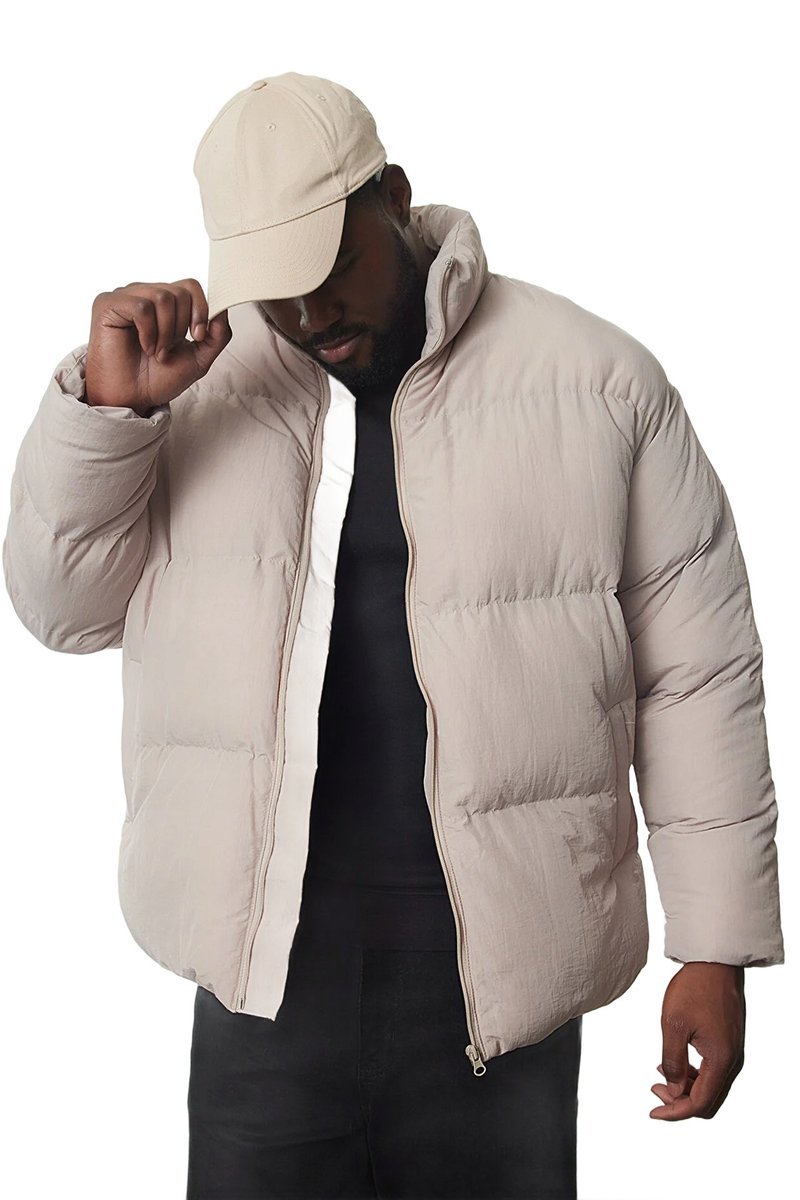 TRENDYOL MAN KURTKA MĘSKA PIKOWANA BEŻOWA DO BIODER ZAMEK 3XL 5DA