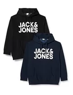 Bluzy męskie - JACK&JONES PLUS Męska bluza z kapturem, czarny/granatowy., 3XL duże rozmiary - miniaturka - grafika 1