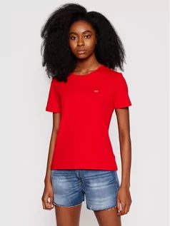 Koszulki i topy damskie - Tommy Jeans T-Shirt Tjw Soft Jersey DW0DW06901 Czerwony Regular Fit - grafika 1