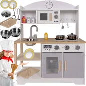 Zabawki AGD - KUCHNIA DLA DZIECI DREWNIANA DUŻA ZESTAW AKCESORIA KUCHANKA GARNKI KRAN XXL - miniaturka - grafika 1