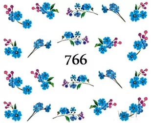Naklejki wodne na paznokcie NIEBIESKIE KWIATY-766 - Sztuczne paznokcie i akcesoria - miniaturka - grafika 1