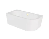 Wanny - Wanna narożna lewa Besco Avita A-line 150x75 cm biały połysk syfon z napełnieniem złoty WAA-150ALZN - miniaturka - grafika 1