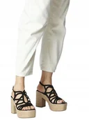 Espadryle damskie - Tamaris Czarne Espadryle Damskie Na Platformie 39 J1A - miniaturka - grafika 1