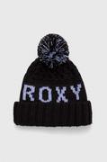Czapki damskie - Roxy czapka kolor czarny z grubej dzianiny - miniaturka - grafika 1