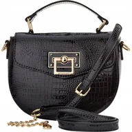 Torebki damskie - Monnari Klasyczna Torebka Damska Listonoszka Na Ramię Czarna Logo Kuferek - miniaturka - grafika 1