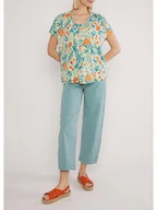 Bluzki damskie - Blutsgeschwister Bluzka "Lets Fly" w kolorze brzoskwiniowo-turkusowym - miniaturka - grafika 1