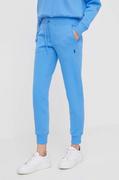 Spodnie damskie - Polo Ralph Lauren spodnie dresowe kolor niebieski gładkie - miniaturka - grafika 1