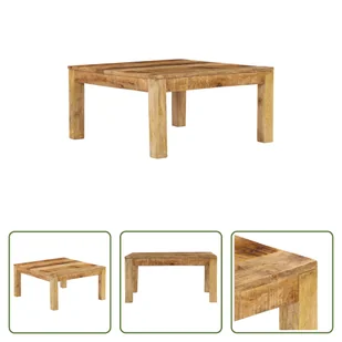 The Living Store stolik kawowy 80x80x40 cm lite drewno mango - Ławy i stoliki kawowe - miniaturka - grafika 1