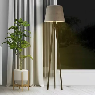 Lampa stojąca trójnóg welurowa SZARA IBBIE VELUR - Lampy stojące - miniaturka - grafika 1
