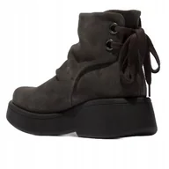 Botki damskie - FLY LONDON BOTKI DAMSKIE ZAMSZOWE SZNUROWANE SZARE 40 JŁA - miniaturka - grafika 1