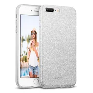 Etui i futerały do telefonów - Etui na telefon komórkowy Apple iPhone 7 Plus / 8 Plus brokatowe etui ochronne TPU, srebrne - miniaturka - grafika 1