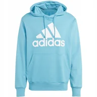 Bluzy męskie - Bluza męska adidas Essentials French Terry Big Logo Hoodie błękitna IC9367 - miniaturka - grafika 1