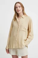 Koszule damskie - Tommy Hilfiger koszula lniana kolor beżowy relaxed z kołnierzykiem klasycznym WW0WW41389 - miniaturka - grafika 1