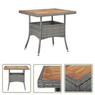 Stoły ogrodowe - The Living Store Stół ogrodowy - szary - polirattan i lite drewno akacjowe - Stół Ogrodowy - miniaturka - grafika 1