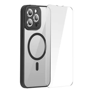 Baseus Zestaw ochronny Frame przeźroczyste etui magnetyczne i szkło hartowane do iPhone 14 Pro (czarny) - Etui i futerały do telefonów - miniaturka - grafika 1