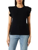 Koszulki i topy damskie - Vila Damska koszulka VIRIL O-Neck Flounce Knit Vest-NOOS z dzianiny, czarna, M, Schwarz, M - miniaturka - grafika 1