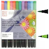 Kredki, ołówki, pastele i pisaki - Pisaki dwustronne brush Twin ZIG KURETAKE 12 kol - miniaturka - grafika 1