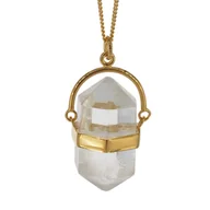 Naszyjniki - Skorulski Jewellery, Naszyjnik, Kryształem Górskim sopel w okuciu na łańcuszku złoconym-3 - miniaturka - grafika 1