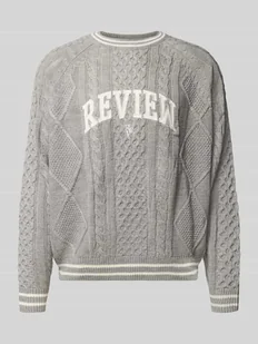 Sweter z dzianiny z wyhaftowanym logo - Swetry męskie - miniaturka - grafika 1