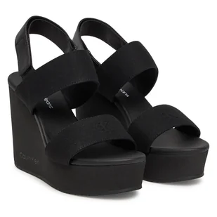 Sandały Calvin Klein Jeans Wedge Sandal Webbing In YW0YW01790 Czarny - Sandały damskie - miniaturka - grafika 1