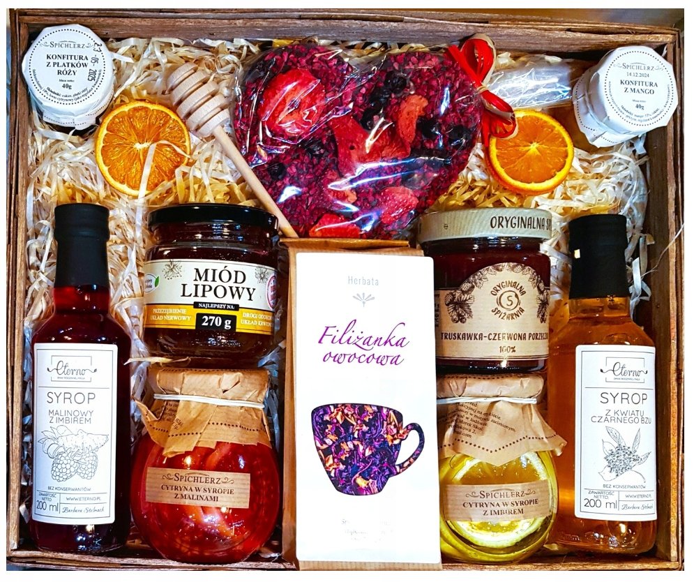Duży Kosz Zestaw Prezentowy Miód Herbata Poleca Zdrowa Marka