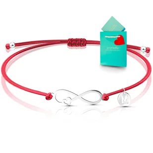 Bransoletka na sznurku czerwonym nieskończoność na szczęście srebro 925 - Bransoletki - miniaturka - grafika 1