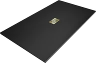 Brodziki prysznicowe - Mexen Hugo brodzik prostokątny SMC 150 x 100 cm, czarny, maskownica złota - 42701015-G - miniaturka - grafika 1
