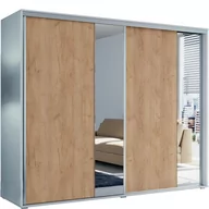 Szafy - Szafa Przesuwna 230 z Lustrem A4 Skąpski Meble Sonoma, Biały, 245 cm - miniaturka - grafika 1