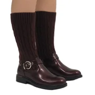 Botki damskie - Czerwone botki ocieplane E-4939 - ButyModne - miniaturka - grafika 1