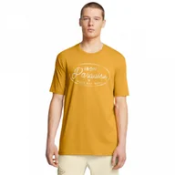 Koszulki sportowe męskie - Męski t-shirt z nadrukiem Under Armour Project Rock Made Not Born Short Sleeve - żółty - UNDER ARMOUR - miniaturka - grafika 1
