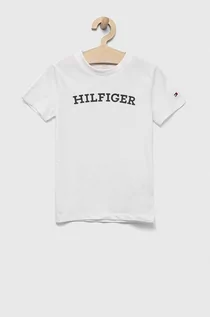Koszulki dla chłopców - Tommy Hilfiger t-shirt bawełniany dziecięcy kolor biały z nadrukiem - grafika 1