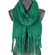 Apaszki i szaliki damskie - Szalik damski zimowy szal ciepły dred z frędzlami na prezent ZIELONY - miniaturka - grafika 1