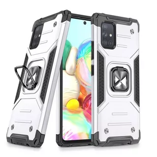 Wozinsky Ring Armor pancerne hybrydowe etui pokrowiec + magnetyczny uchwyt Samsung Galaxy A71 5G srebrny - Etui i futerały do telefonów - miniaturka - grafika 1