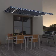 Markizy - VidaXL Lumarko Ręcznie zwijana markiza z LED, 500x350 cm, niebiesko-biała! 3069021 VidaXL - miniaturka - grafika 1