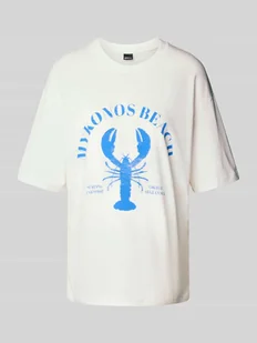 T-shirt o kroju oversized z nadrukiem z motywem i okrągłym dekoltem - Koszulki i topy damskie - miniaturka - grafika 1