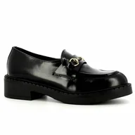 Mokasyny damskie - Czarne eleganckie mokasyny damskie CARINII - Carinii - miniaturka - grafika 1