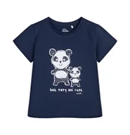 Bluzki dla niemowląt - T-shirt dla dziecka do 2 lat, z misiami panda, granatowy - miniaturka - grafika 1